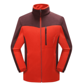 Cross-border Sources Of New Polar Fleece Warm Fleece Couple Cardigan Contrast (Option: Big red man-L)
