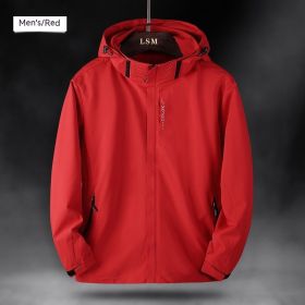 Single Men's Assault Jacket Outdoor Sports Waterproof Mountaineering Suit Trench Coat (Option: Red-XXL-Men)