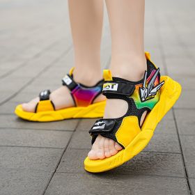 Summer Kids Sandals Fashion Mixed Color Toddler Boy Beach Shoes Outdoor Children Sport Sandalias Casual Baby Boys Zapatos Para (Color: 985-yellow, size: 36)