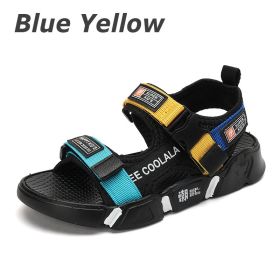 Summer Kids Sandals Fashion Mixed Color Toddler Boy Beach Shoes Outdoor Children Sport Sandalias Casual Baby Boys Zapatos Para (Color: Blue Yellow, size: 33)