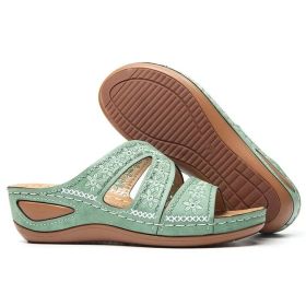 2022 Women Shoes Comfy Platform Sole Ladies Casual Soft Woman Slippers Wedge Comfortable Sandal Outdoor Summer Beach Flip Flops (Color: Green, size: 35)