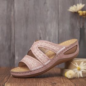 2022 Women Shoes Comfy Platform Sole Ladies Casual Soft Woman Slippers Wedge Comfortable Sandal Outdoor Summer Beach Flip Flops (Color: Pink, size: 35)