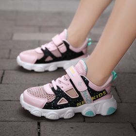 Boys Girls Mesh Casual Shoes Hollow Out Sandals Summer Middle Big Children Fashion Sneakers Breathable Light Cool Outdoor Kids (Color: Pink, size: 32)