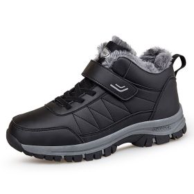 Men's High-top Travel Fleece-lined Warm Hiking Shoes (Option: YS9706 Black-44)